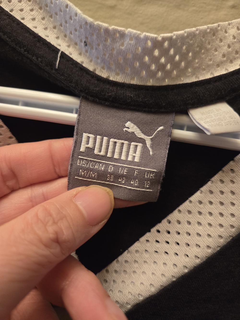 Y2K Puma Cropped Jersey Tee Black White Sporty Streetwear Oversized Boxy Top - Picture 11 of 11